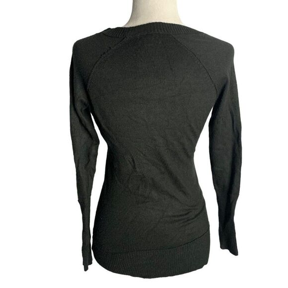 Vintage Guess Sequin Spell Out Sweater L Black Pullover Scoop Neck Ribbed Trim - Picture 4 of 6